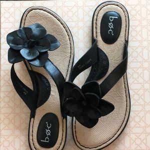B.O.C. Black Flower Flip Flop Sandals
